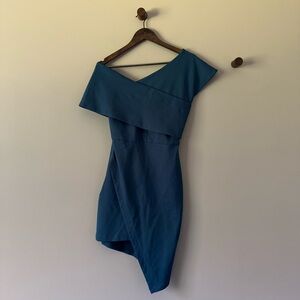 ELLIATT ASYMMETRICAL ONE SHOULDER BODYCON DRESS TEAL BLUE SIZE SMALL NWT